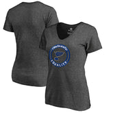 St. Louis Blues Women's #WeSkateFor V-Neck T-Shirt - Heather Gray - NHL