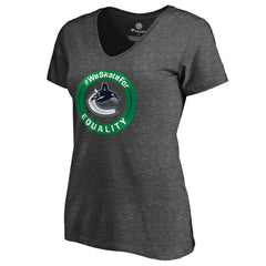 Vancouver Canucks Women's #WeSkateFor V-Neck T-Shirt - Heather Gray - NHL