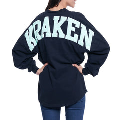 Seattle Kraken Fanatics Women's Lace Up Long Sleeve Spirit Top - Navy - NHL