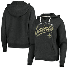New Orleans Saints '47 Women's Cross Script Emerson Hoodie Heather Charcoal | 47 brand