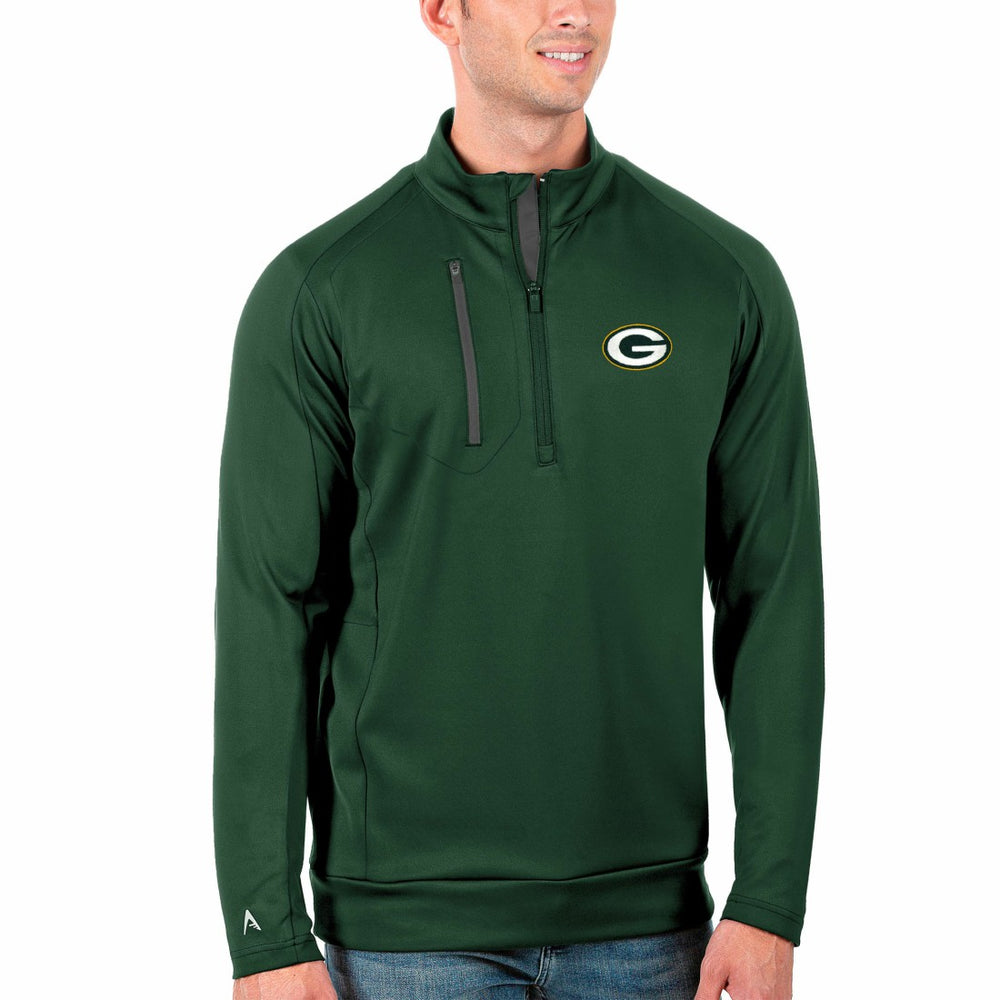 Green Bay Packers Antigua Generation Quarter-Zip Pullover Jacket Green/Charcoal | NFL