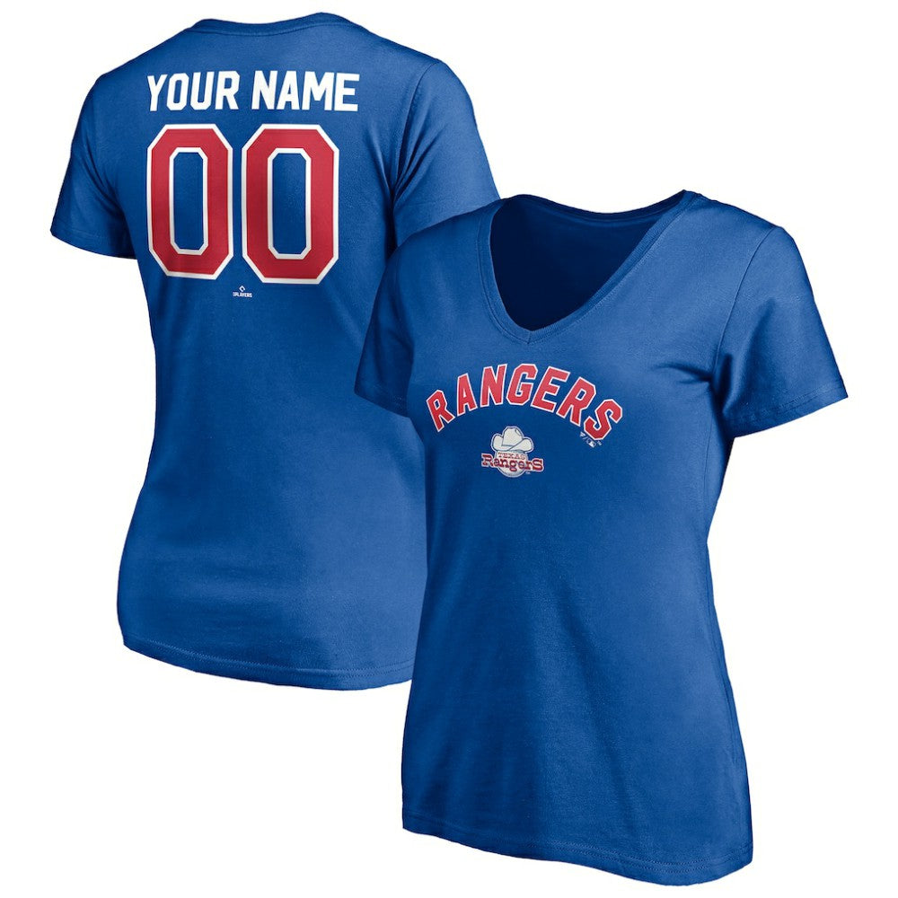Texas Rangers Women's Cooperstown Winning Streak Personalized Name & Number V-Neck T-Shirt - MLB