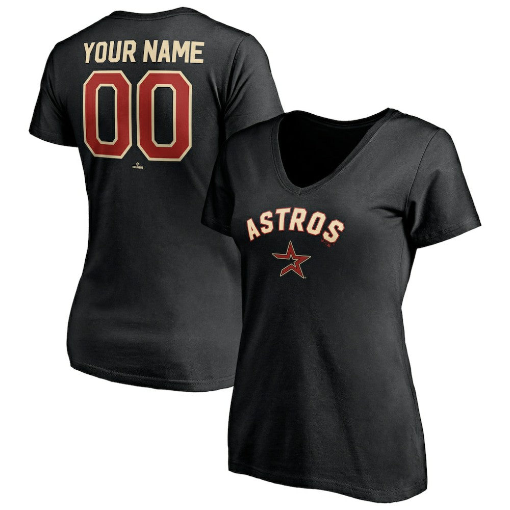 Houston Astros Women's Cooperstown Winning Streak Alternate Personalized Name & Number V-Neck T-Shirt - MLB