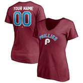 Philadelphia Phillies Women's Cooperstown Winning Streak Alternate Personalized Name & Number V-Neck T-Shirt - MLB