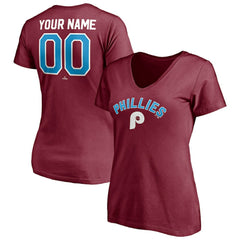 Philadelphia Phillies Women's Cooperstown Winning Streak Alternate Personalized Name & Number V-Neck T-Shirt - MLB