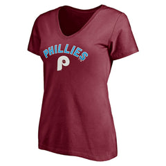 Philadelphia Phillies Women's Cooperstown Winning Streak Alternate Personalized Name & Number V-Neck T-Shirt - MLB