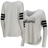 Miami Marlins Tiny Turnip Women's Jalynne Jersey Tri-Blend Long Sleeve V-Neck T-Shirt - MLB