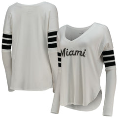 Miami Marlins Tiny Turnip Women's Jalynne Jersey Tri-Blend Long Sleeve V-Neck T-Shirt - MLB