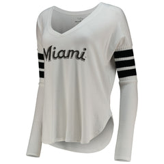 Miami Marlins Tiny Turnip Women's Jalynne Jersey Tri-Blend Long Sleeve V-Neck T-Shirt - MLB