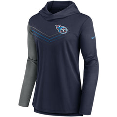 Tennessee Titans Women's Chevron Hoodie Performance Long Sleeve T-Shirt Navy/Heathered Charcoal | Nike for Sale