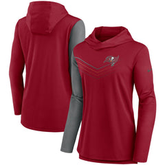 Tampa Bay Buccaneers Women's Chevron Hoodie Performance Long Sleeve T-Shirt Red/Heathered Charcoal | Nike for Sale