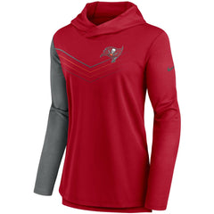 Tampa Bay Buccaneers Women's Chevron Hoodie Performance Long Sleeve T-Shirt Red/Heathered Charcoal | Nike for Sale