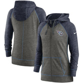 Tennessee Titans Women's Gym Vintage Raglan Full-Zip Hoodie Heathered Charcoal/Navy | Nike for Sale