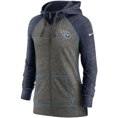 Tennessee Titans Women's Gym Vintage Raglan Full-Zip Hoodie Heathered Charcoal/Navy | Nike for Sale