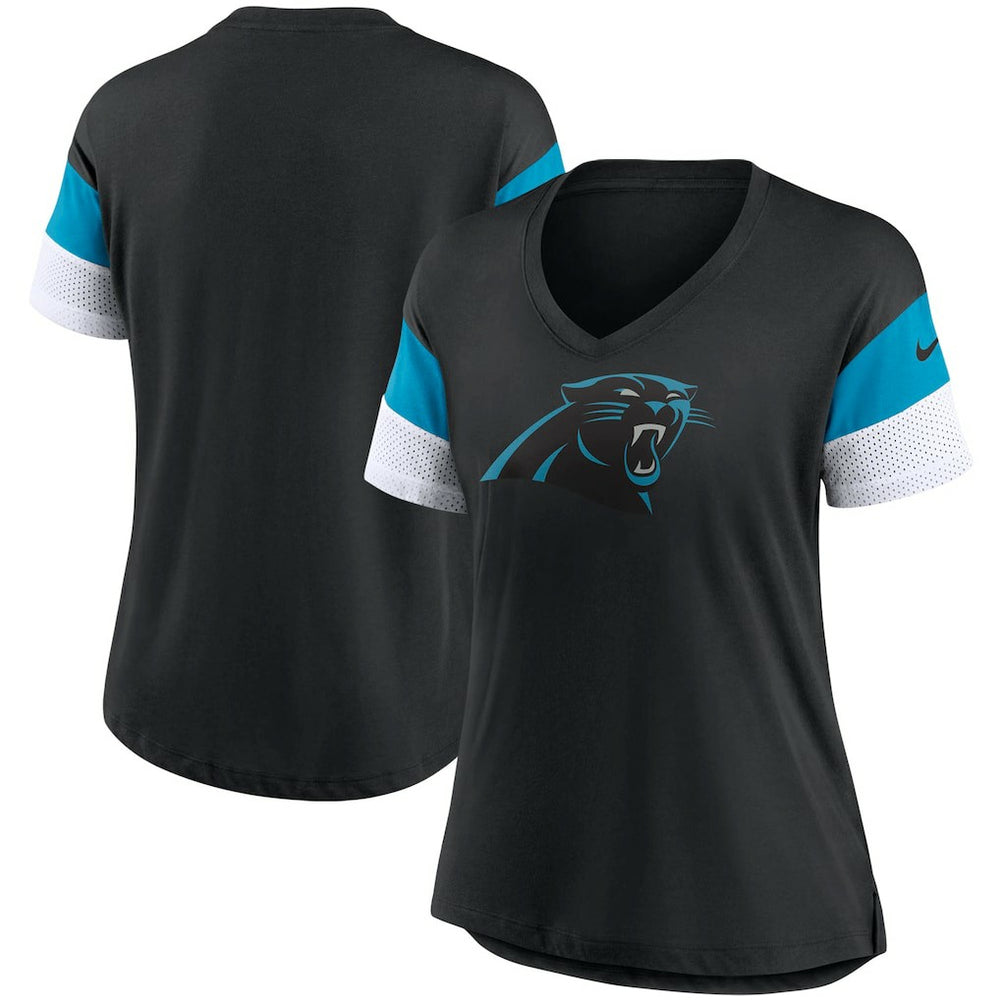 Carolina Panthers Women's Team Logo Fashion Performance Tri-Blend V-Neck T-Shirt Black | Nike for Sale