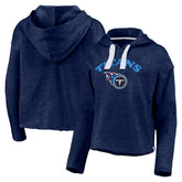 Tennessee Titans Women's Historic Logo Sport Resort Vintage Arc Cropped Raw Edge Pullover Hoodie Heathered Navy | Fanatics