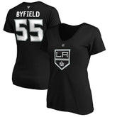 Quinton Byfield Los Angeles Kings Fanatics Women's Authentic Stack Name & Number V-Neck T-Shirt - Black - NHL