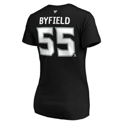 Quinton Byfield Los Angeles Kings Fanatics Women's Authentic Stack Name & Number V-Neck T-Shirt - Black - NHL