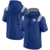 New York Giants Sideline Showout Short Sleeve Full-Zip Hoodie Royal | Nike for Sale