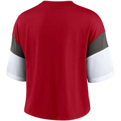 Tampa Bay Buccaneers Women's Nickname Tri-Blend Performance Crop Top Red/White | Nike for Sale