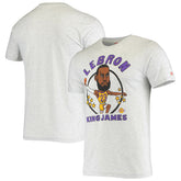 LeBron James Los Angeles Lakers Homage Caricature Tri-Blend T-Shirt Heathered Ash - NBA