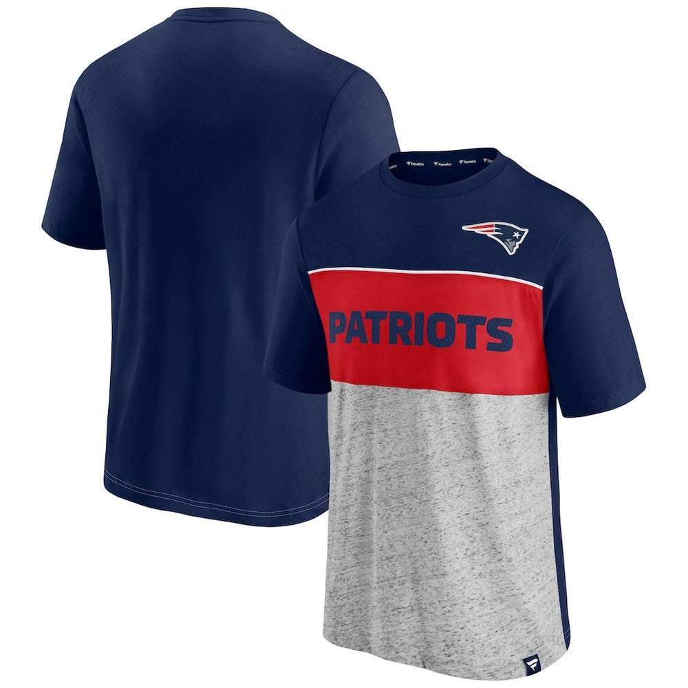 New England Patriots Colorblock T-Shirt Navy/Heathered Gray | Fanatics