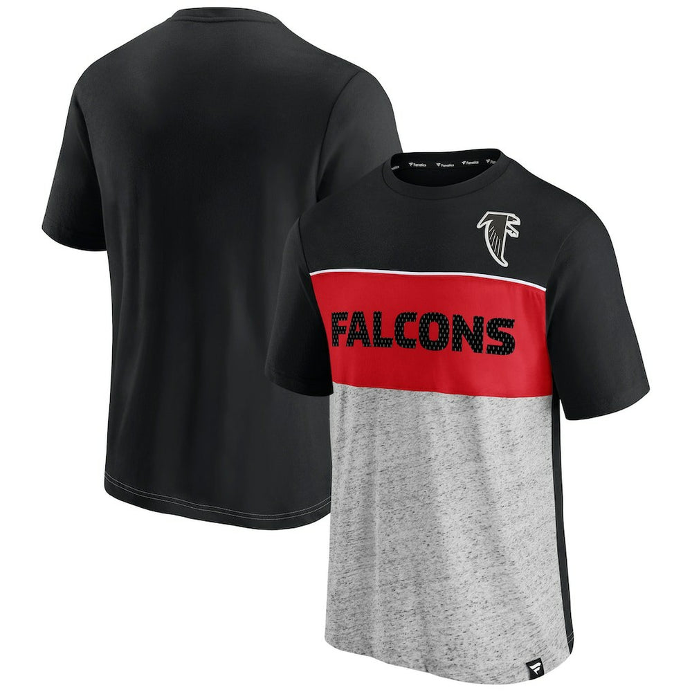Atlanta Falcons Throwback Colorblock T-Shirt Black/Heathered Gray | Fanatics
