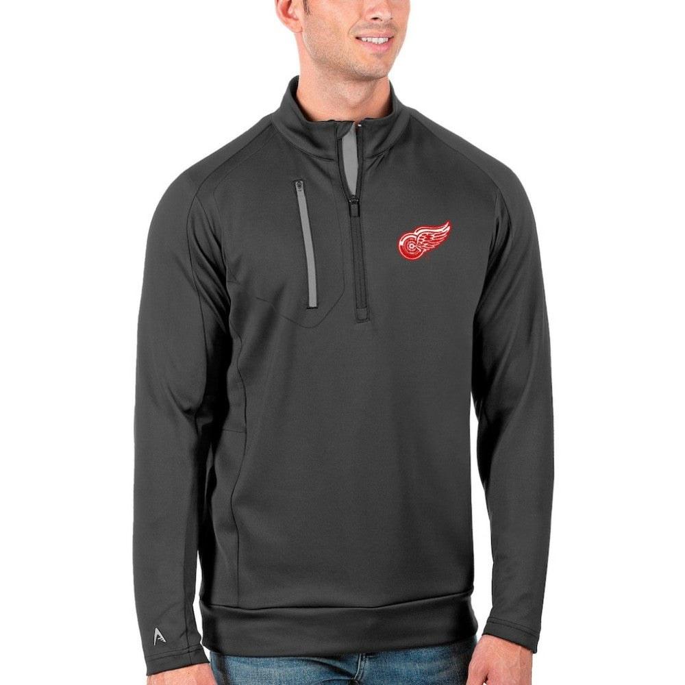 Detroit Red Wings Antigua Generation Quarter-Zip Pullover Jacket - Charcoal/Silver - NHL