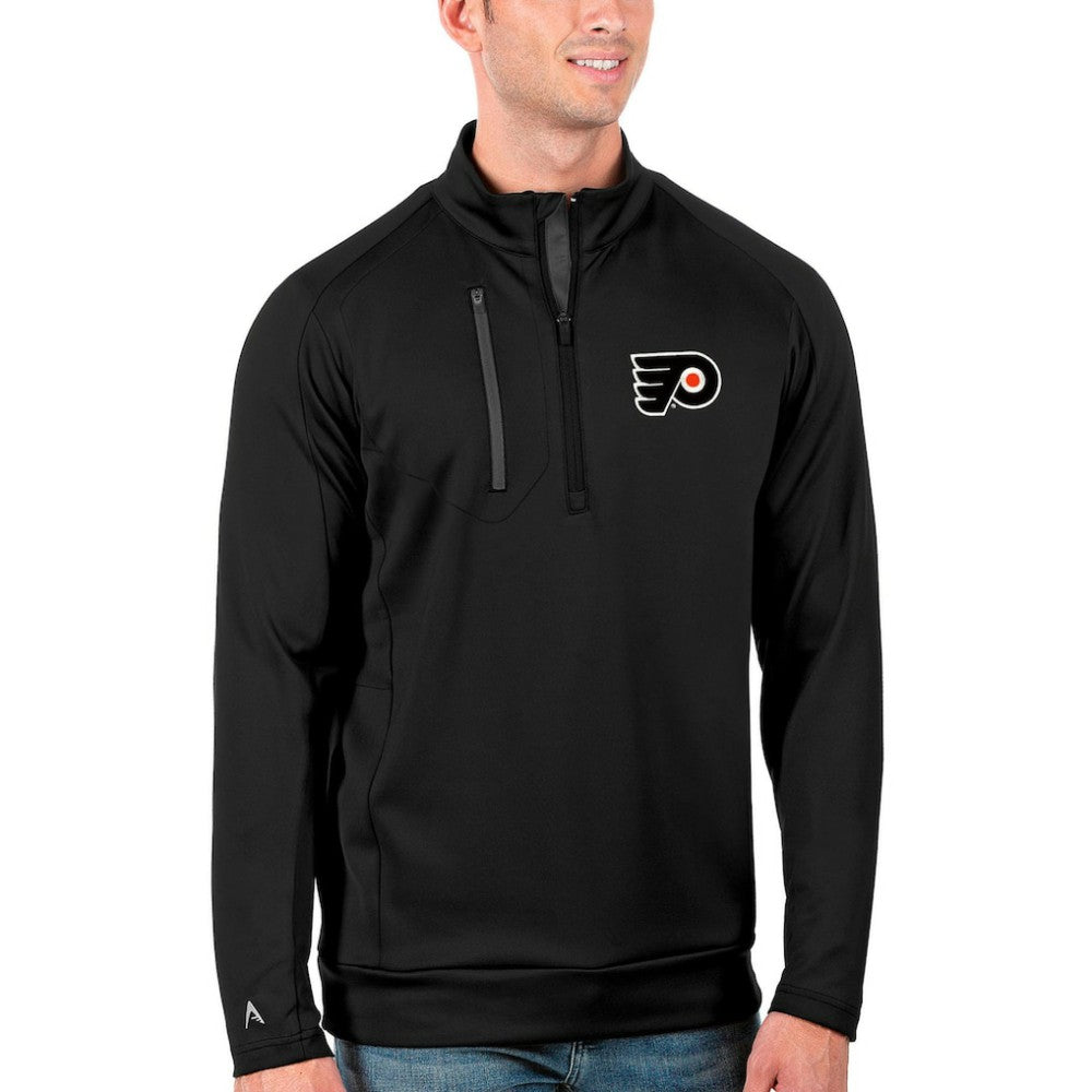 Philadelphia Flyers Antigua Generation Quarter-Zip Pullover Jacket - Black/Charcoal - NHL