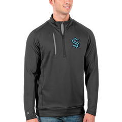 Seattle Kraken Antigua Big & Tall Generation Quarter-Zip Pullover Jacket - Charcoal/Silver - NHL