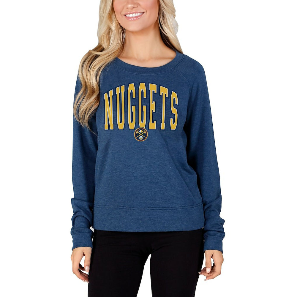Denver Nuggets Concepts Sport Women's Mainstream Terry Long Sleeve Top Navy - NBA