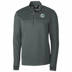 Miami Dolphins Cutter & Buck Traverse Stripe Quarter-Zip Pullover Jacket Gray | NFL