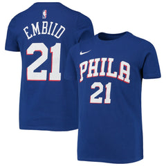 Joel Embiid Philadelphia 76ers Youth Logo Name & Number Performance T-Shirt Royal - NBA