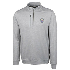 Pittsburgh Steelers Cutter & Buck Big & Tall Stealth Quarter-Zip Pullover Jacket Heather Gray | NFL