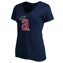 California Angels Women's Cooperstown Collection Huntington Logo V-Neck T-Shirt - MLB