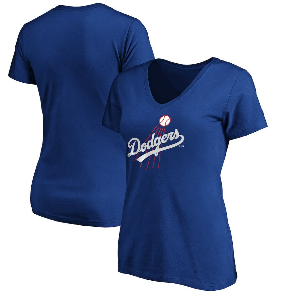 Los Angeles Dodgers Women's Cooperstown Collection Huntington Logo V-Neck T-Shirt - MLB