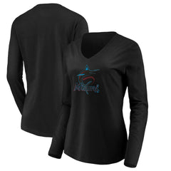 Miami Marlins Women's Core Distressed Team Long Sleeve T-Shirt - MLB