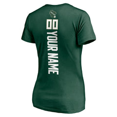 Milwaukee Bucks Women's Playmaker Personalized Name & Number V-Neck T-Shirt Hunter Green - NBA