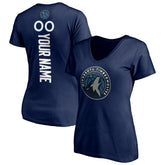 Minnesota Timberwolves Women's Playmaker Personalized Name & Number V-Neck T-Shirt Navy - NBA