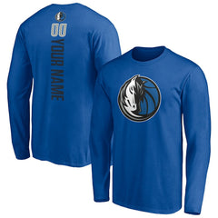 Dallas Mavericks Playmaker Personalized Name & Number Long Sleeve T-Shirt Blue - NBA