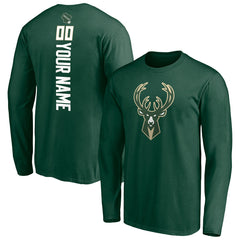 Milwaukee Bucks Playmaker Personalized Name & Number Long Sleeve T-Shirt Hunter Green - NBA