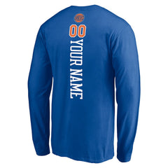 New York Knicks Playmaker Personalized Name & Number Long Sleeve T-Shirt Blue - NBA