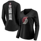 Portland Trail Blazers Women's Playmaker Personalized Name & Number Long Sleeve V-Neck T-Shirt Black - NBA
