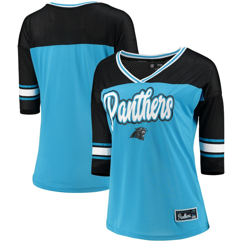 Carolina Panthers 5th & Ocean by New Era Women's Mesh Long Sleeve T-Shirt Blue | NFL