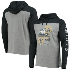 New Orleans Saints '47 Franklin Wooster Throwback Long Sleeve Hoodie T-Shirt Heathered Gray | 47 brand