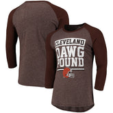 Cleveland Browns Pastime Raglan 3/4-Sleeve T-Shirt Heathered Brown | Fanatics