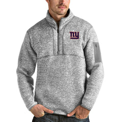 New York Giants Antigua Team Logo Fortune Quarter-Zip Pullover Jacket Heather Gray | NFL