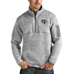 Jacksonville Jaguars Antigua Team Logo Fortune Quarter-Zip Pullover Jacket Heather Gray | NFL
