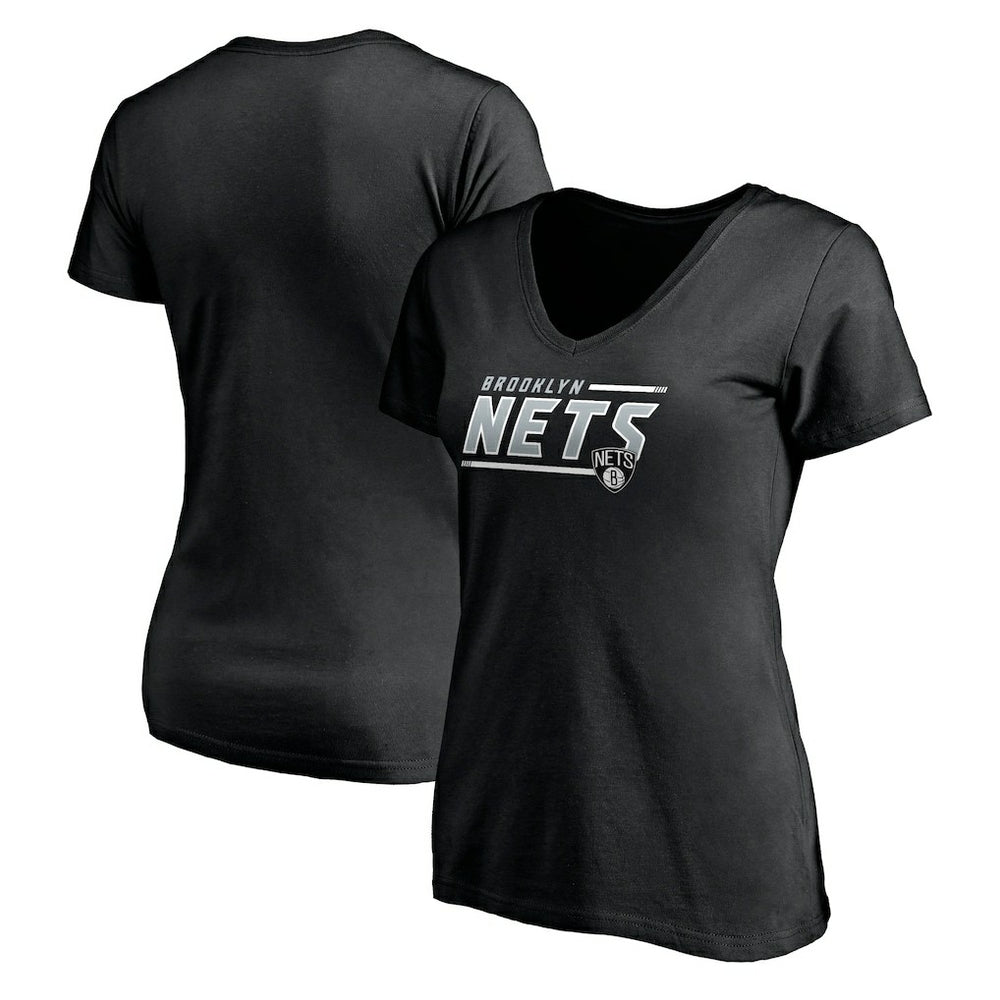 Brooklyn Nets Women's Mascot In Bounds V-Neck T-Shirt Black - NBA