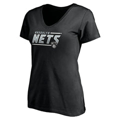 Brooklyn Nets Women's Mascot In Bounds V-Neck T-Shirt Black - NBA